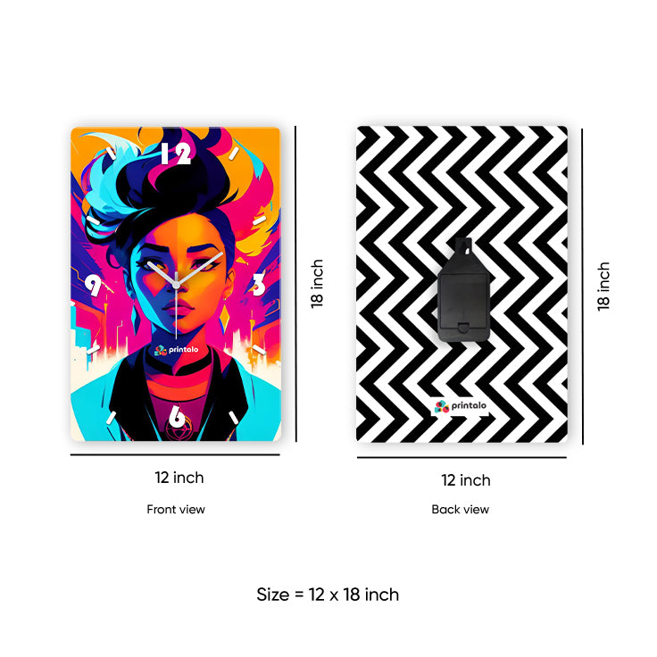 Neon Goddess Wall Clock