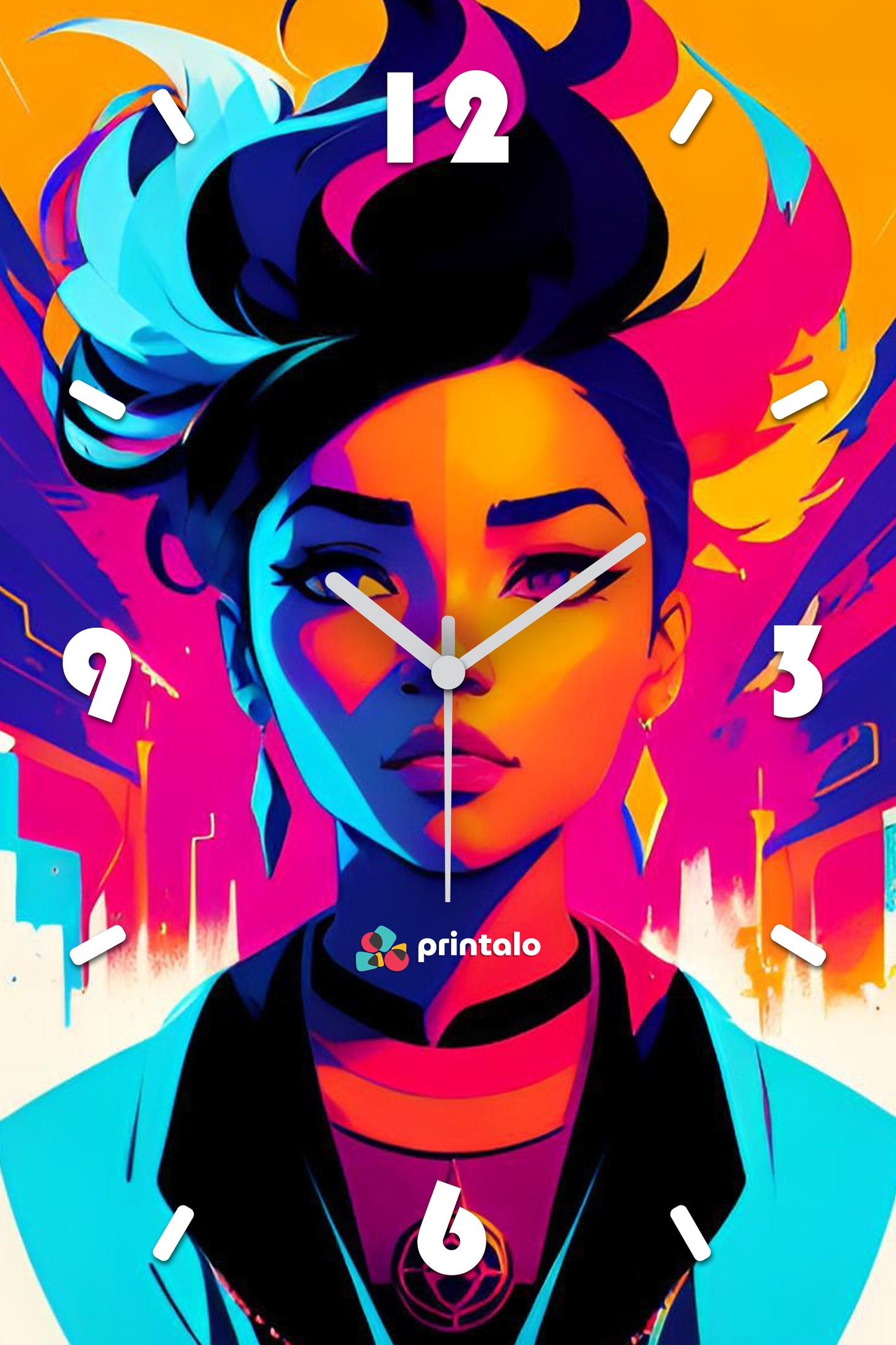 Neon Goddess Wall Clock