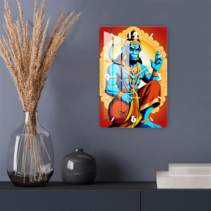 Divine Hanuman Golden Guardian Wall Clock