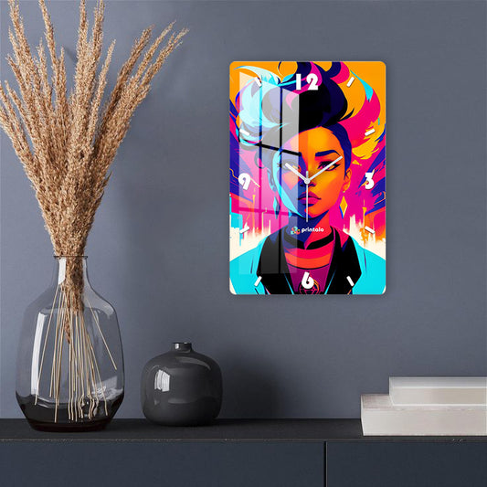 Neon Goddess Wall Clock
